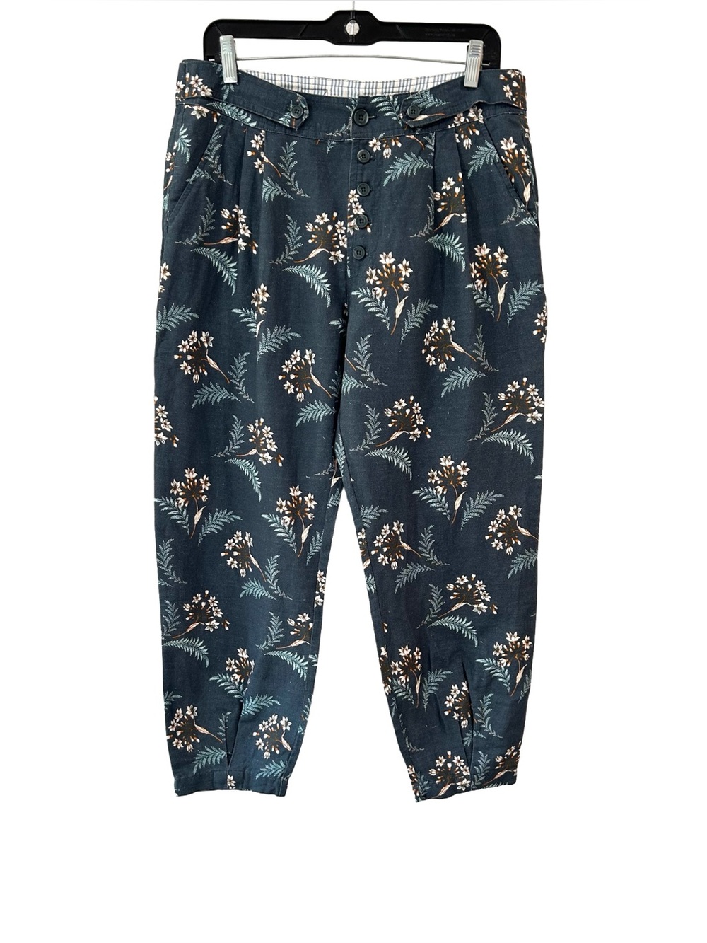 Sundance Women's Benicia Pleated Pants 10 petite slate blue barrel linen NWOT
